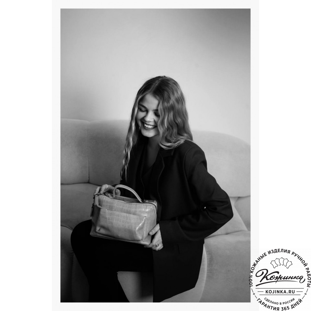 Женская кожаная сумка "Крис" (коричневый кроко)